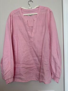 Boden Light Pink Split V-Neck Long-Sleeve Tunic